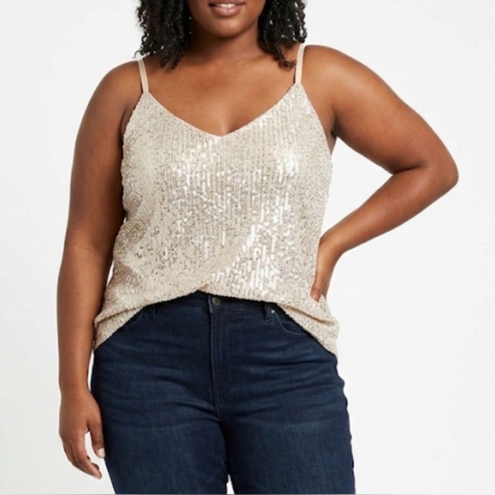 NWT Gilli Sequin Champagne Colored Camisole Club Festival Ladies Size 3X